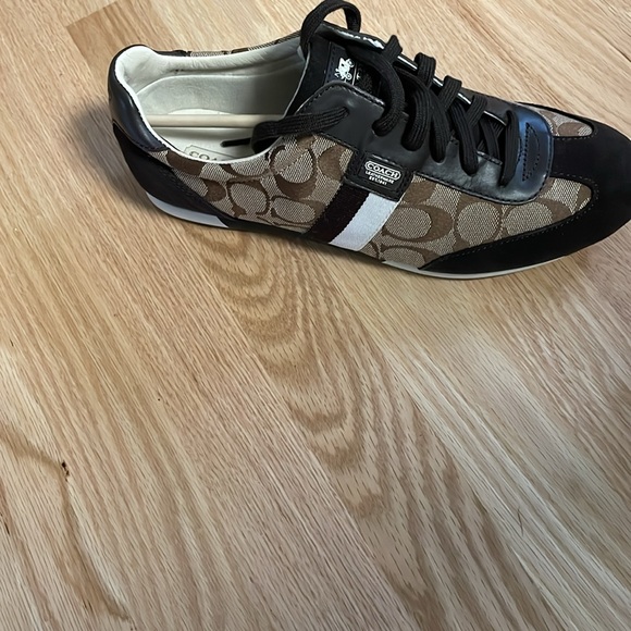 NIB Coach Joss brown/white stripe sneakers size 10 - Picture 3 of 6
